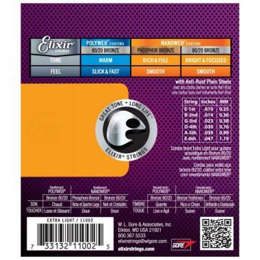 Elixir E11002 80/20 Bronze NanoWeb 10-47(11002) Extra Light akusztikus húrkészlet