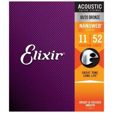 Elixir E11027 80/20 Bronze NanoWeb 11-52(11027) Custom Light akusztikus húrkészlet