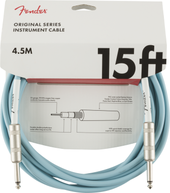Fender Original Series gitárkábel, 4,5 m, Daphne Blue szín