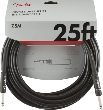 Fender Professional Series, 7,5 m, egyenes-egyenes gitárkábel,fekete