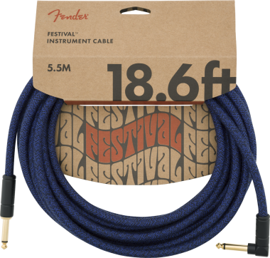 Fender Festival Hemp, 5,5 m, egyenes-pipa gitárkábel, kék