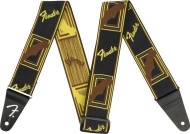 Fender Weighless Monogram gitárheveder, fekete/sárga/barna