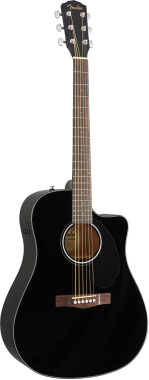 Fender CD-60SCE Dreadnought Black elektro-akusztikus gitár, fekete