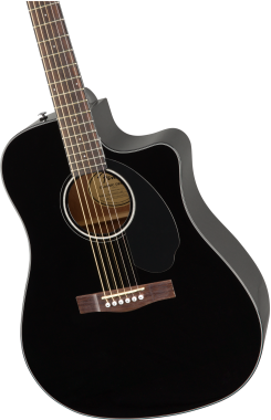 Fender CD-60SCE Dreadnought Black elektro-akusztikus gitár, fekete