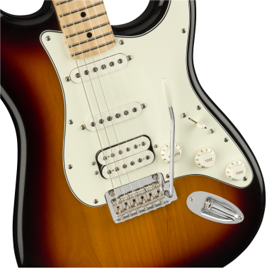 Fender Player Stratocaster, HSS hangszedő kiosztás, juhar fogólap, 3 színű Sunburst elektromos gitár