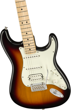 Fender Player Stratocaster, HSS hangszedő kiosztás, juhar fogólap, 3 színű Sunburst elektromos gitár