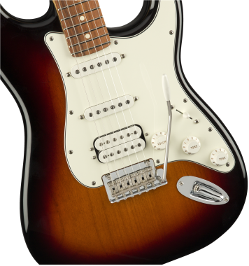 Fender Player Stratocaster, HSS hangszedő kiosztás, Pao Ferro fogólap, Sunburst elektromos gitár
