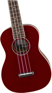Fender Zuma Classic, dió fogólap, Candy Apple Red színű koncert ukulele