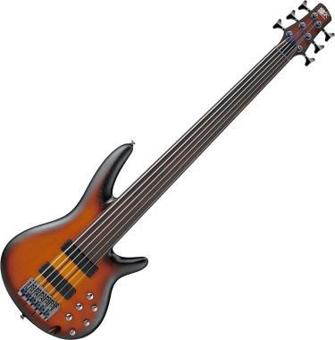 Ibanez basová kytara bez pražců, 6 strun, Brown Burst Flat