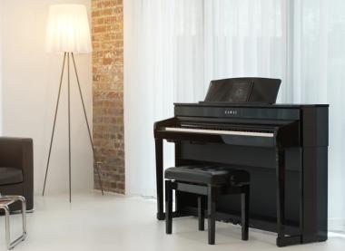 Kawai CA701EP digitális zongora, 88 billentyűs kalapácsmechanika, 256 polifónia, Bluetooth, fényes fekete