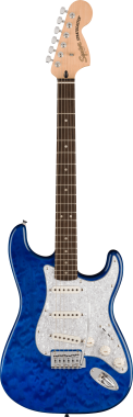 Squier FSR Affinity Series Stratocaster QMT, Laurel Fingerboard, White Pearloid Pickguard, SapphireB