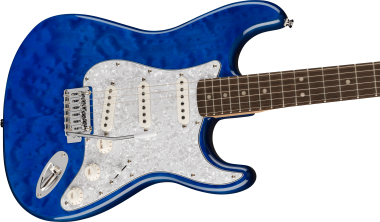 Squier FSR Affinity Series Stratocaster QMT, Laurel Fingerboard, White Pearloid Pickguard, SapphireB