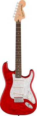 Squier FSR Affinity Series Stratocaster QMT, Laurel Fingerboard, White Pearloid Pickguard, Crimson R