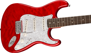 Squier FSR Affinity Series Stratocaster QMT, Laurel Fingerboard, White Pearloid Pickguard, Crimson R