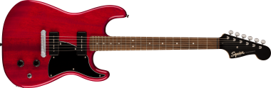 Squier Paranormal Strat-O-Sonic, Crimson Red Transparent elektromos gitár