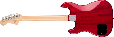 Squier Paranormal Strat-O-Sonic, Crimson Red Transparent elektromos gitár