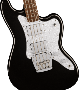 Squier Paranormal Rascal Bass HH, Laurel Fingerboard, White Pearloid Pickguard, Metallic Black