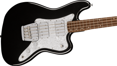 Squier Paranormal Rascal Bass HH, Laurel Fingerboard, White Pearloid Pickguard, Metallic Black