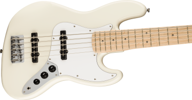 Squier Affinity Series Jazz Bass V, Maple Fingerboard, White Pickguard, Olympic White