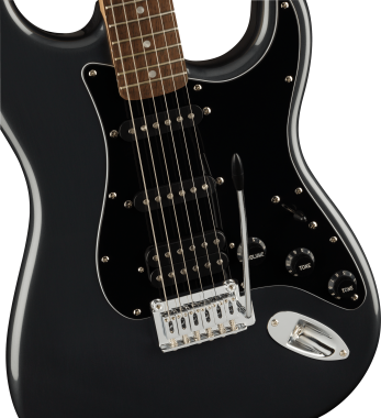 Squier Affinity Series Stratocaster HSS Pack, Laurel Fingerboard, Charcoal Frost Metallic, Gig Bag,