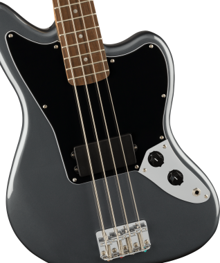Squier Affinity Series Jaguar Bass H, Laurel Fingerboard, Black Pickguard, Charcoal Frost Metallic
