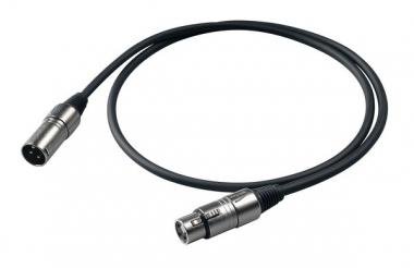 Proel Mikrofonní kabel 0,5 m černý, XLR-XLR, s ochranou proti zlomení