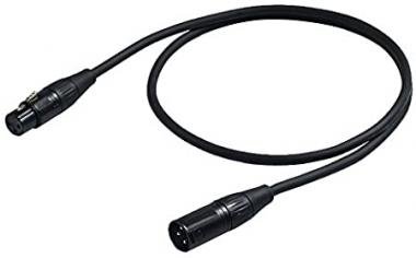 PROEL DMX kabel 2 m, 3P DMX512, černý, Yongsheng XLR 3PF a 3PM