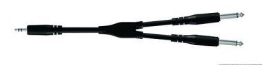 Proel Y kabel 3 m, 3,5 mm stereo jack - 2 x 6,3 mm mono jack, černý