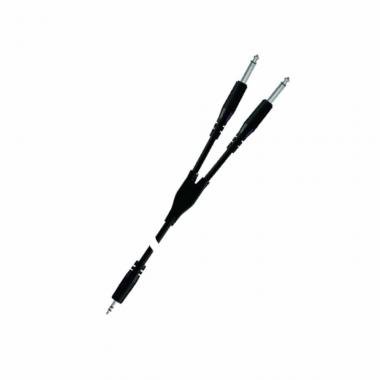 PROEL BULK505LU3 Inzert Y kábel, 3 m fekete, 3,5 mm sztereó jack dugó - 2 x 6,3 mono jack dugó, öntö
