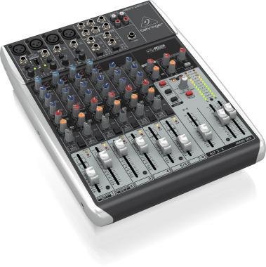 Behringer Q1204USB keverő, analóg, 12 bemenet, 2/2-bus, mikrofon-előerősítő, kompresszor, EQ, USB