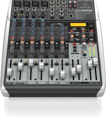 Behringer QX1204USB keverő, analóg, 12 bemenet, 2/2-bus, mikrofon-előerősítő, kompresszor, EQ, USB
