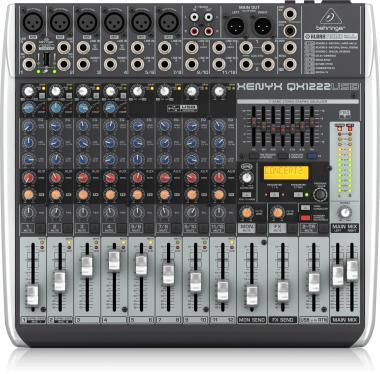 Behringer QX1222USB keverő, analóg, 16 bemenet, 2/2-bus, mikrofon-előerősítő, kompresszor, EQ, USB