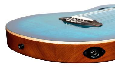 Ortega RTPDLX-FMA elektro-klasszikus gitár Flamed Maple Blue szín + tok