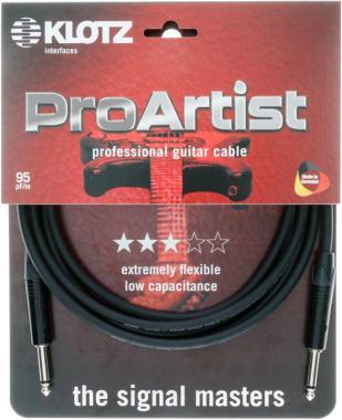 Klotz PRO ARTIST pro gitárkábel vékony fekete krómozott csatlakozókkal - 6m