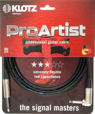 Klotz PRO ARTIST pro gitárkábel nikkel csatlakozókkal és nikkelezett érintkezőkkel - Neutrik - 3m