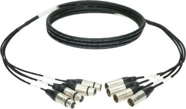 Klotz DMX skupinový kabel - 4 x XLR 5p samice, 4 x XLR 5p samec, 3m