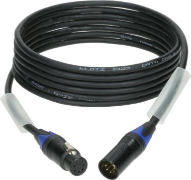 Klotz DC422CY dupla árnyékolt DMX kábel XLR 5p mama/papa fekete (minden pin bekötve) Neutrik - 30m