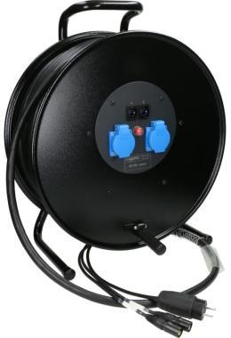 Klotz CAT7 és táp 3G2,5 hibrid kábeldob 2 x etherCON + Schuko - 40m