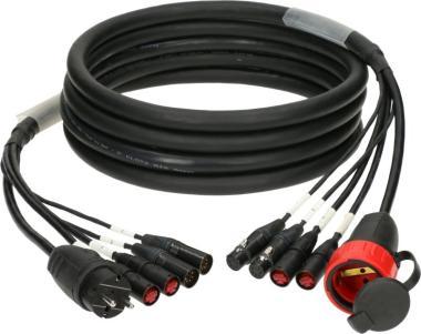 Klotz CAT5e és DMX és táp 3G2.5 hibrid kábel 2 x etherCON + 2 x XLR 5p + Schuko - 5m