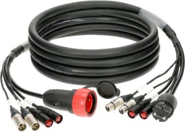 Klotz CAT5e és audió és táp 3G2.5 hibrid kábel 2 x etherCON + 2 x XLR 3p + Schuko - 15m