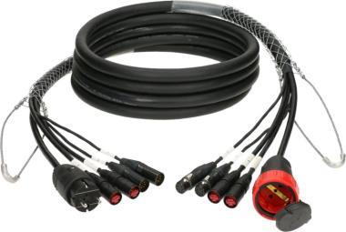 Klotz CAT5e és DMX és táp 3G2.5 hibrid kábel 2 x etherCON + 2 x XLR 5p + Schuko - 70m