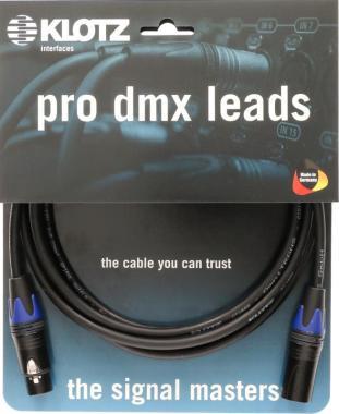 Klotz OT2000 ultra flexibilis DMX kábel XLR 5p mama/papa fekete (3 pin bekötve) Neutrik - 5m