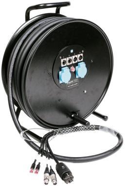 Klotz hybridní kabel CAT5e, audio a napájení, 2 x RJ45 => etherCON + 2 x XLR 3p + Schuko - 2,4m