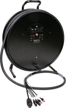 Klotz hibrid kábeldob 2 x RJ45 => etherCON + 2 x XLR 5p + Schuko => powerCON TRUE1 - 2,4m