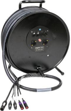 Klotz CAT5e és DMX és táp 3G2.5 hibrid kábeldob 2 x etherCON + 2 x XLR 5p + powerCON TRUE1 - 2,4m