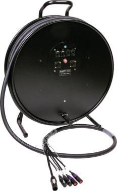 Klotz CAT5e és DMX és táp 3G2.5 hibrid kábeldob 2 x etherCON + 2 x XLR 5p + powerCON TRUE1 - 2,5m