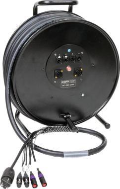 Klotz hibrid kábeldob 2 x etherCON + 2 x XLR 5p + Schuko => powerCON TRUE1 - 2,4m
