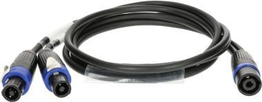 Klotz SPUTNIK TOP és SUB hangszóró adapter speakON 4p papa - 2 x speakON 4p mama - 1,5m