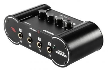 Proel Konektor pro sluchátka, 4 kanály, černý, kov, 6,3 mm jack/RCA vstup