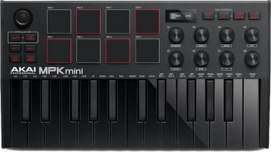 Akai Pro MPK mini mk3 Black USB/MIDI vezérlő, 25 billentyű, 8 RGB pad, OLED kijelző, joystick, susta